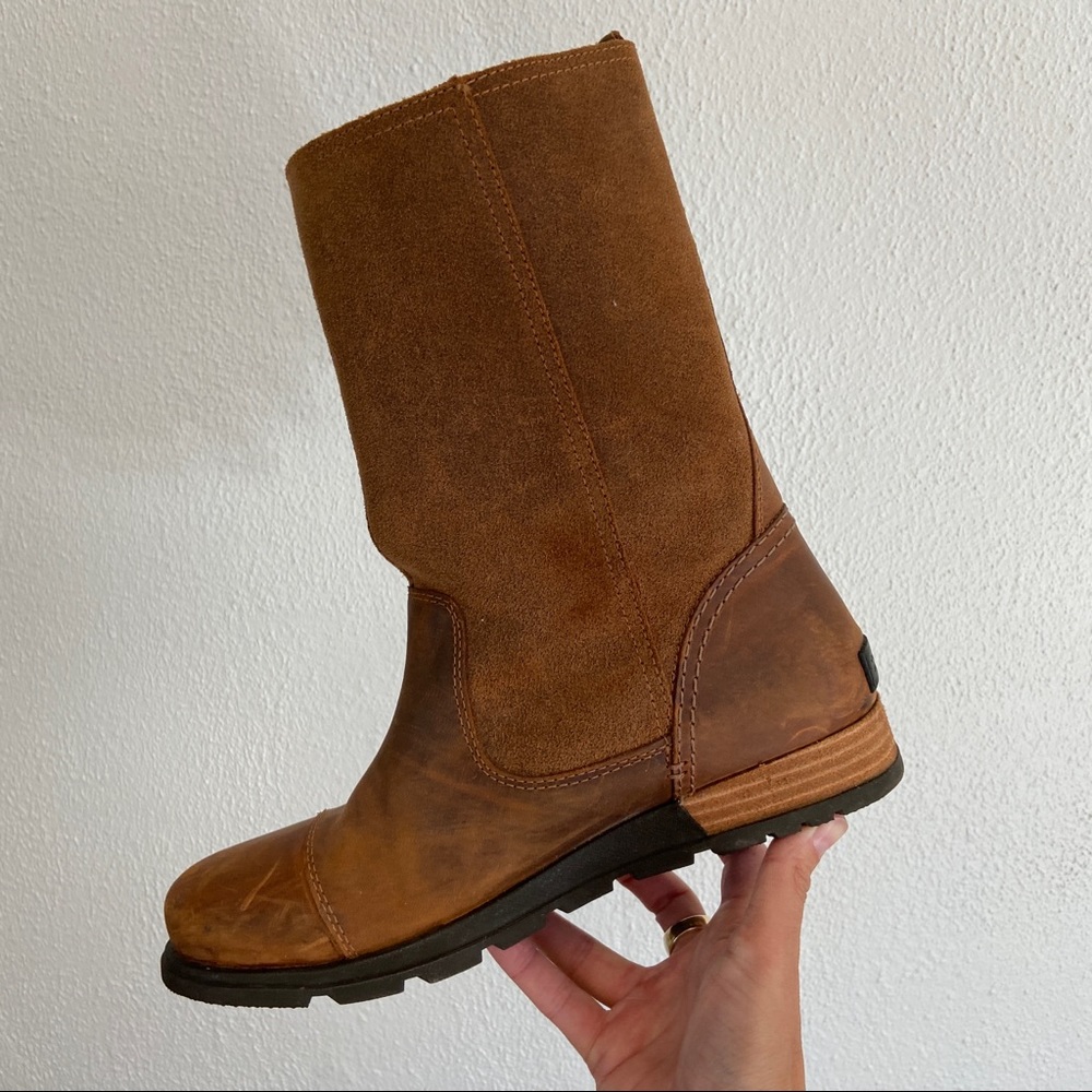 Sorel Major Pull-On Buckle Flat Boots Grizzly Bear Brown Nubuck Suede Leather